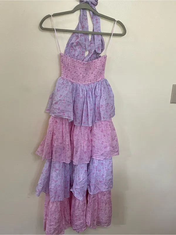 NEW NEW Altar’d State Purple and Pink Floral Fiora Halter Maxi Dress Size XS NWT - Image 10