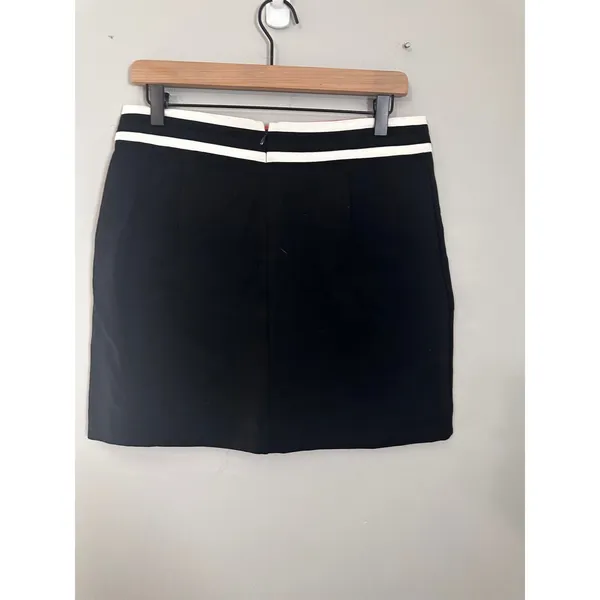 Banana Republic Black White Contrast‎ Trim A-Line Mini Skirt Pockets Mod 6 - Image 3