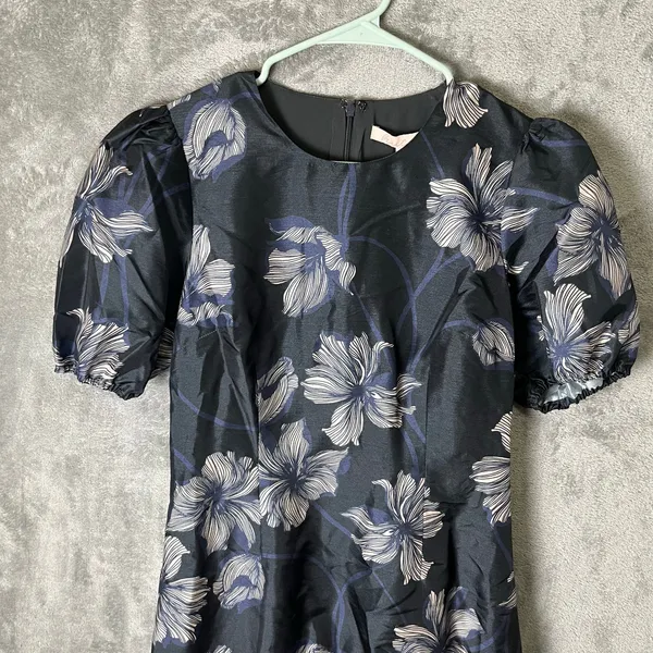 Hutch Rayan Mini Dress Navy Vining‎ Buds Floral Ruffle Hem Puff Sleeve Small New - Image 4
