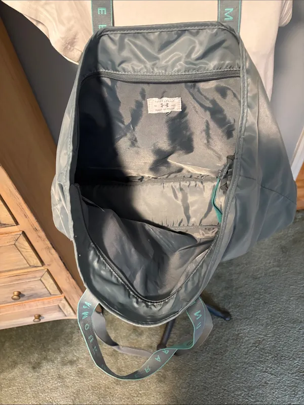 Under Armour Gray with Teal Logo Double Straps Nylon Tote - Image 5