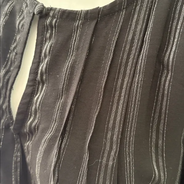 ANTHROPOLOGIE Black Metallic Long Sleeve Pippa Tiered Tunic Dress Medium - Image 5