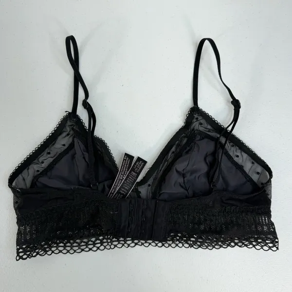 Victoria's Secret‎ S Small Bralette Bra Black Lace Adjustable Unlined Sheer Mesh - Image 4