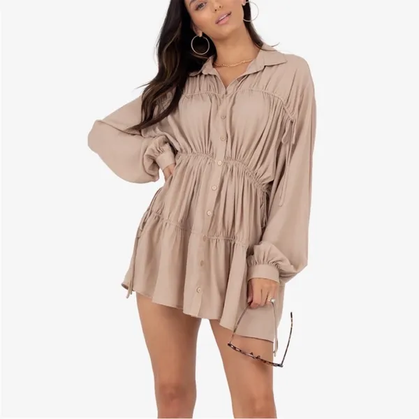 Kittenish Tan Collared Shirt - Image 2