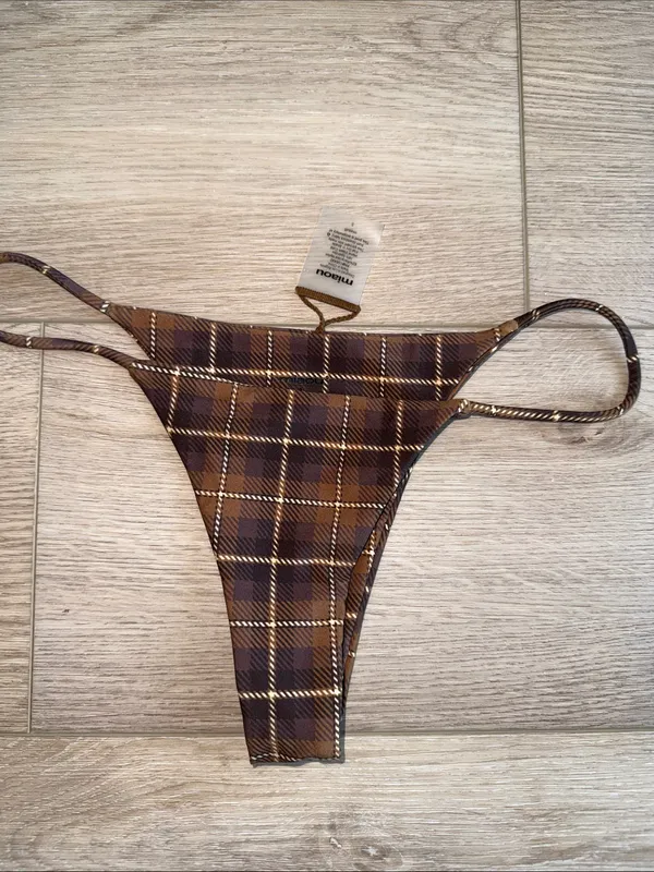 Revolve Miaou Bikini in Chocolate Plaid - Image 6
