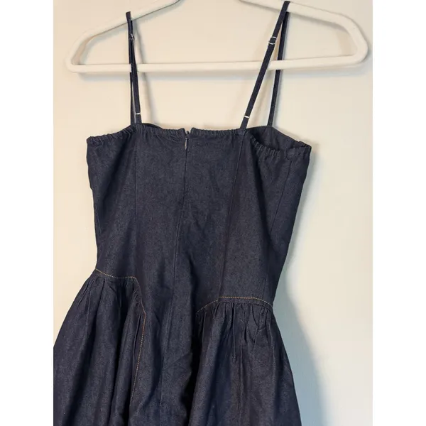 ASTR Margaux The Label Dark Wash Denim Bustier Midi Dress XS Blue NEW - Image 9