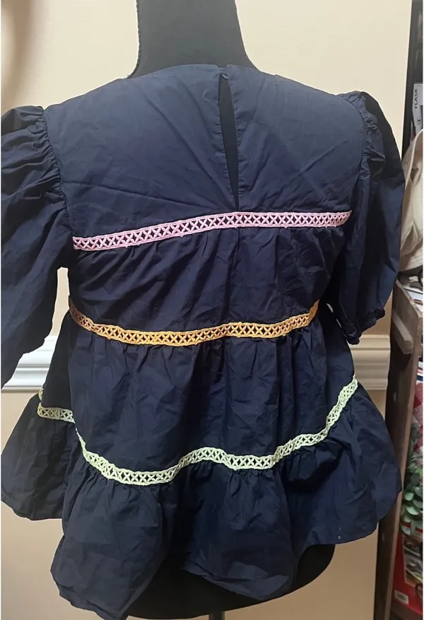 English Factory Navy Top with Multicolor Accents - Image 6