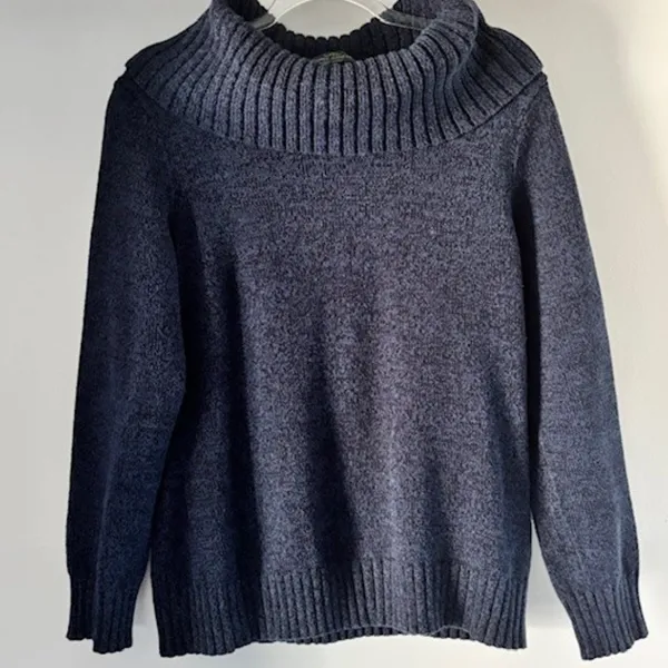 Lauren Ralph Lauren Women's XL Blue Cowl Neck Knit Sweater Long Sleeve Pullover - Image 2
