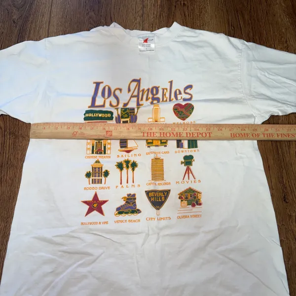 90s Los Angeles T Shirt White Cotton Graphic Tee USA Made Womens L VTG Hollywood - Image 3