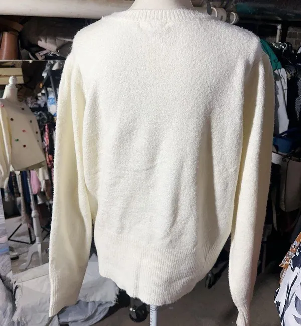 89тн + MADISON colorful balls cream white sweater plus size new - Image 3