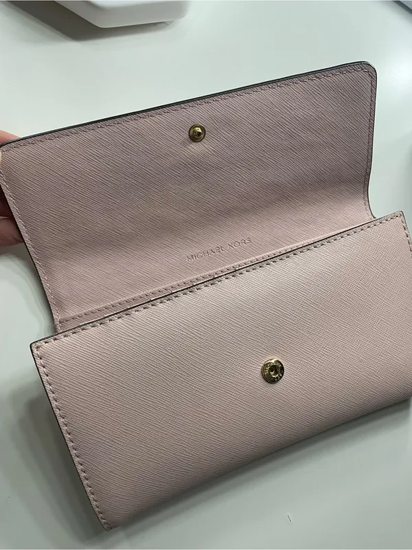 Michael Kors Pink Saffiano Continental Wallet with Gold Logo - Image 10