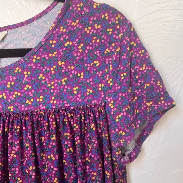 Matilda Jane purple floral layered shirt sleeve top size M - Image 3