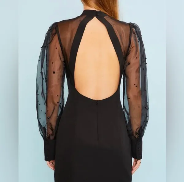 Main Strip Black Pearl Embellished Dress - Image 2