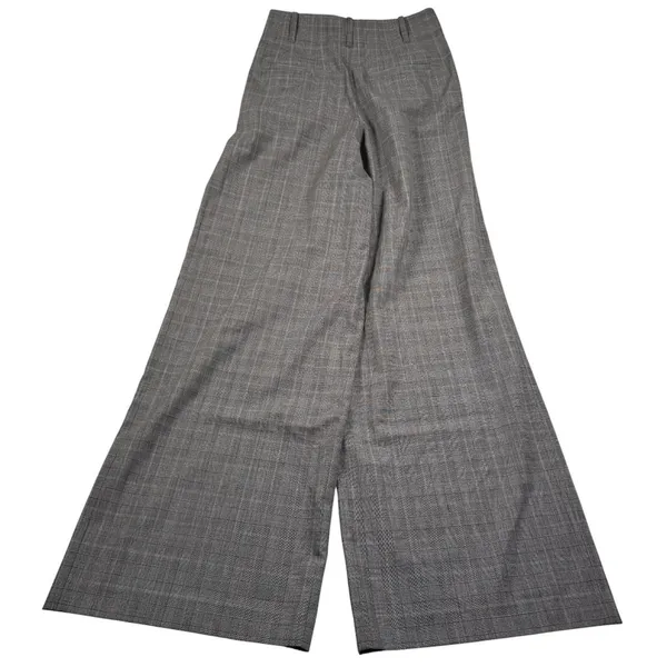 Alice + Olivia Wide Leg Pants Womens 4 Gray Glen Plaid High Waist Wool Office - Image 3