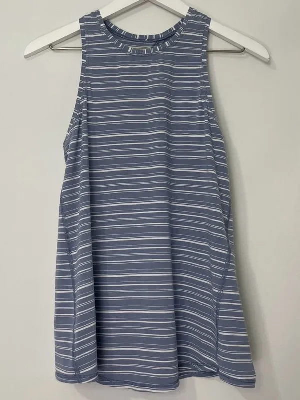 Lululemon All Tied Up Tank Top Blue & White‎ Stripe Size 2 - Image 4