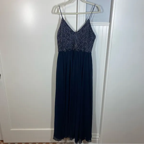 Badgley Mischka Navy Ballerina Formal Gown size‎ 16 formal gala black tie - Image 2