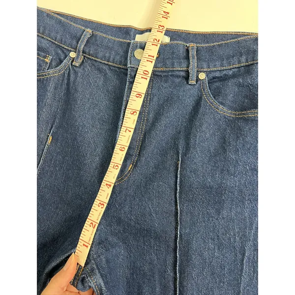 LOFT THE WIDE LEG Dark Blue High Rise Cuffed Jeans Women's Size 8 - Image 9