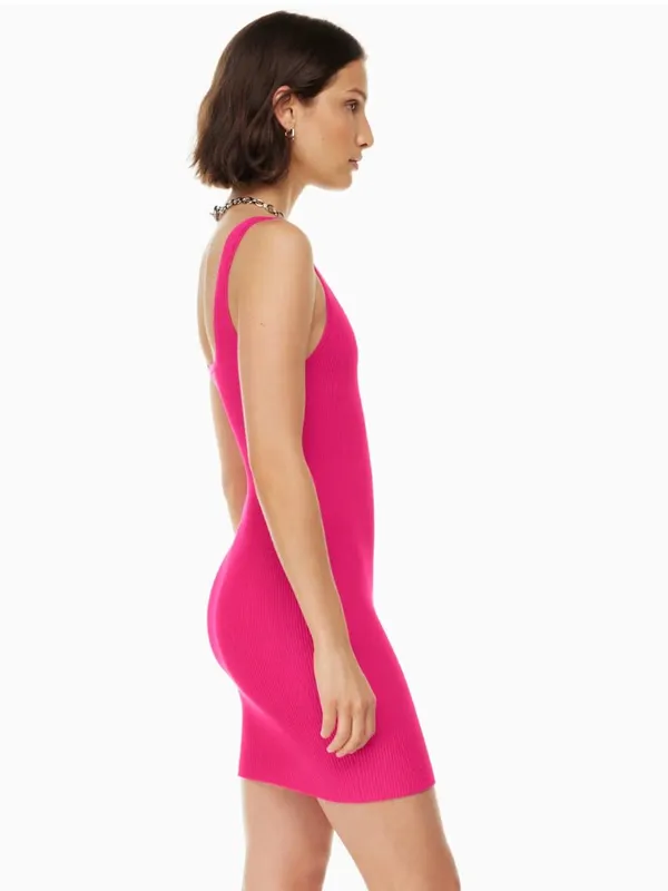 Babaton Sculpt Knit Squareneck Mini Dress red - Image 5