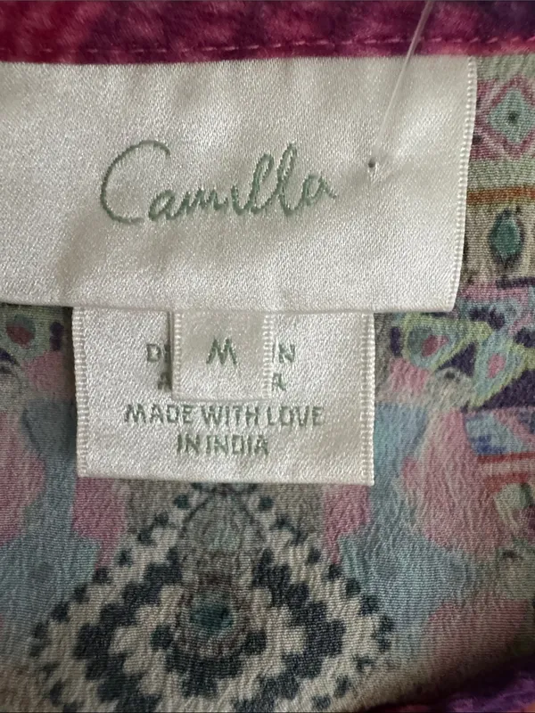 Camilla Pastel Floral Ikat Embroidered Top in Pink, Blue, Purple Size Medium - Image 12