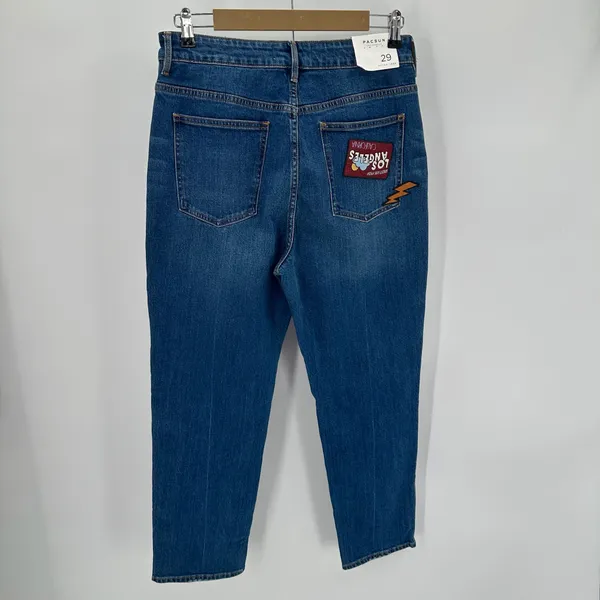 PacSun Retro Jeans Womens 29 Blue Denim Patches Mom High Rise New - Image 2