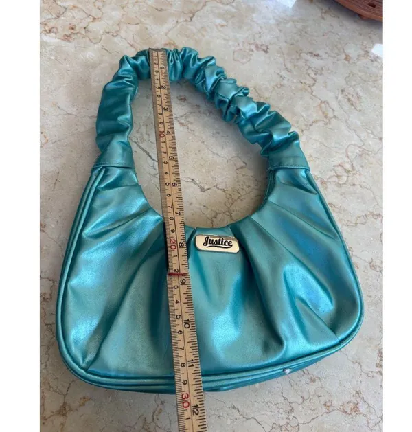 Justice Blue Satin Scrunch Handle Shoulder Bag - Image 3