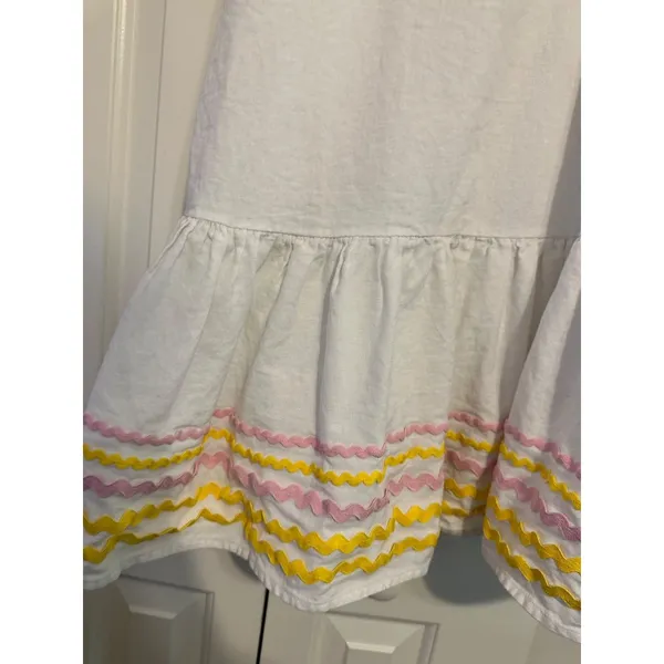 Lisa Marie Fernandez Target Dress Ric Rac White Pink‎ Yellow Tiered XS Coastal - Image 4