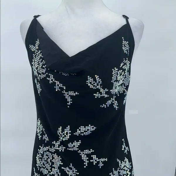 SHEIN BAE Rhinestone Floral Pattern Split Thigh Cami Dress Size Large - Image 6