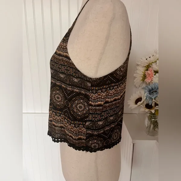 Forever 21 Black & Brown Cropped Tank Top - Image 2