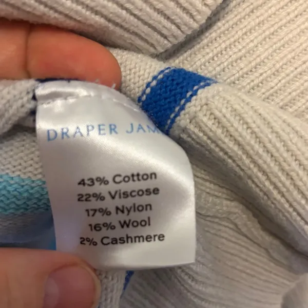 Draper James Striped‎ Sweater Womens XL Blue White Black Cotton Blend - Image 6