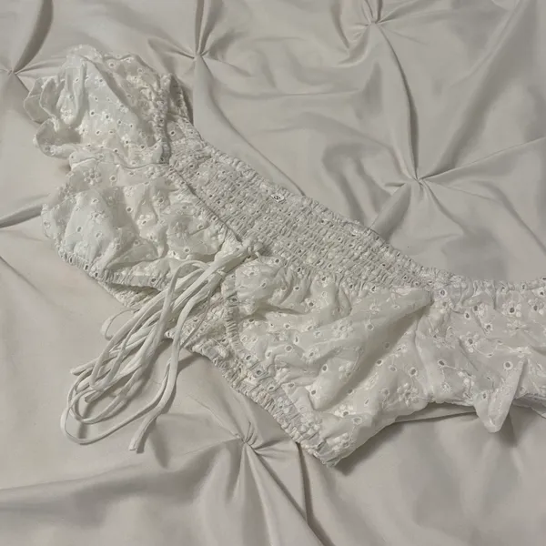 PacSun white lace tie crop top - Image 2