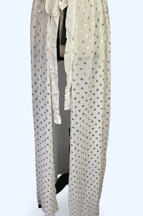 Lulus White Gold Polka Dot Cover Up Maxi Skirt Size S NWT - Image 5