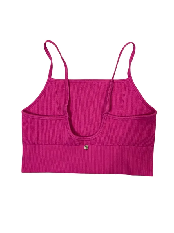 Fabletics Pink Ribbed‎ Seamless Cropped Cami Tank Top Y2K Stretch Bralette Small - Image 2
