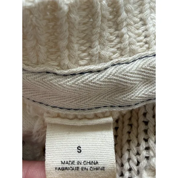 Anthropologie Angel Of The North Sweater Size S Ivory Knit Fringe Boho Crochet - Image 8