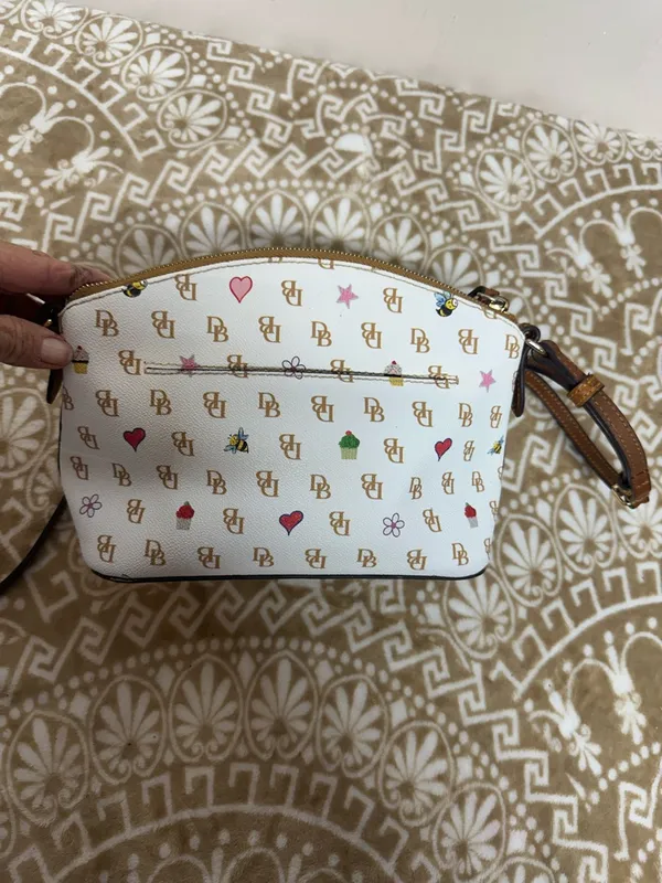 Dooney & Bourke Greta White Signature Print Crossbody with Multicolor Motifs - Image 2