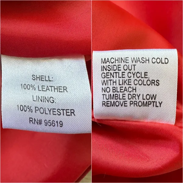 Vintage Uniform Jacket 100% Leather Suede Zip Up Red 8 - Image 8