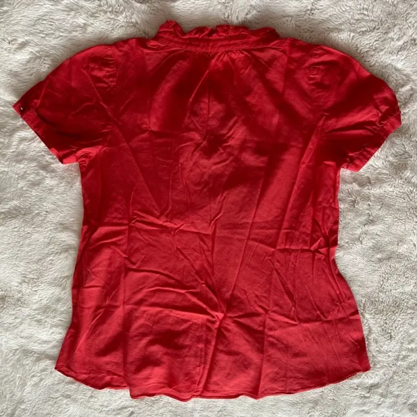 Women’s Burberry London Blue Label Japan Coral Eyelet Red Prairie Blouse 38 - Image 2