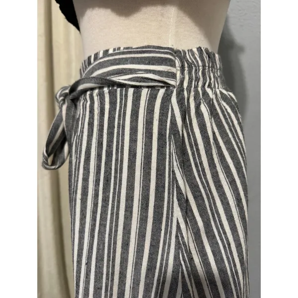 See You Monday Linen Blend Striped Midi Skirt‎ Size L Black White Nautical Cottagecore Modest - Image 11