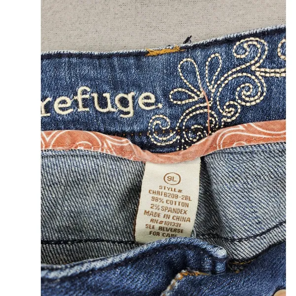 Refuge Bootcut Jeans Women 9L Blue Good‎ Low Rise Embroidered Pockets Stretch - Image 2