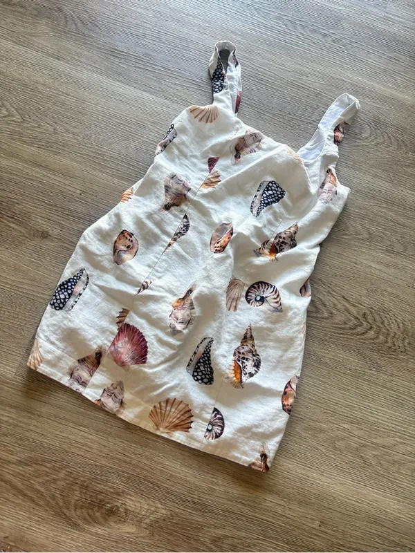 SHOW ME YOUR MUMU Steph Mini Dress White Shell Print Linen Size S Resort Wear - Image 9
