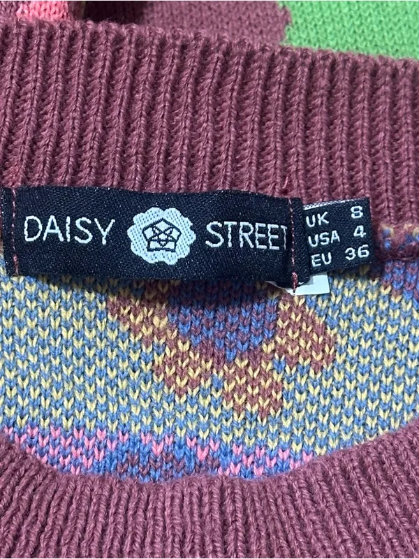Daisy Street Women’s Size 4 Brown Multi Colored Floral Crewneck Sweater - Image 4