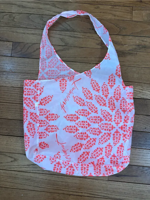 Free People FP Movement Reusable Tote Bag Coral Pink Floral Ripstop Shopper - Image 5