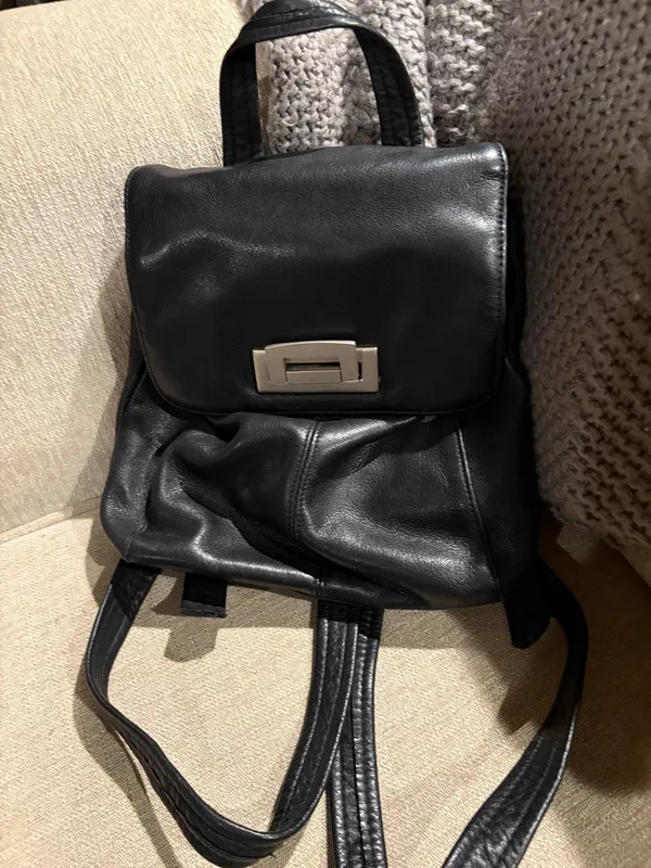Leather pocketbook backpack style Black - Image 2