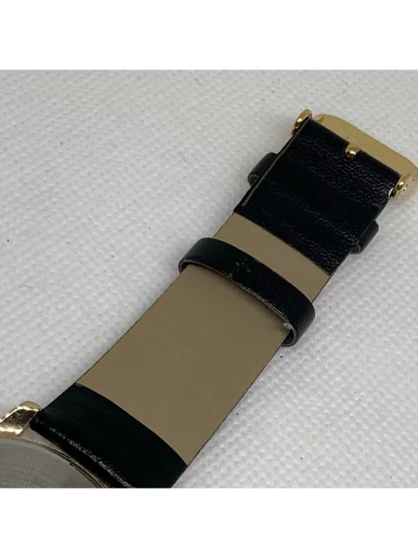 Geneva Women’s gold tone quartz watch 36mm black dial leather band running - Image 7