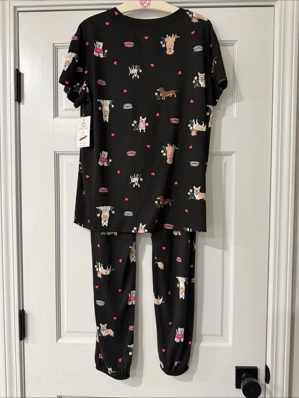 Joyspun Women’s Dog Print Cute Short Sleeve 2 PC Pajama Set Small NWT - Image 9