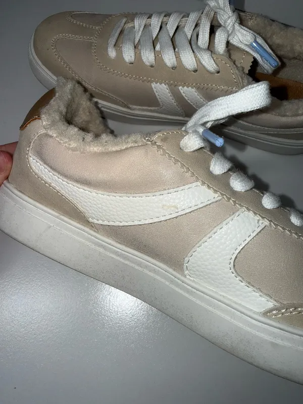 Maurices SuperCush Tessa Sherpa Sneakers Cream & White Lace Up - Image 6