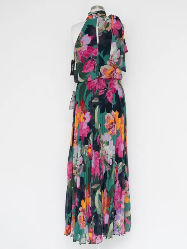 XSCAPE - Gia Floral Print Pleated Chiffon Halter Maxi Dress - Image 4