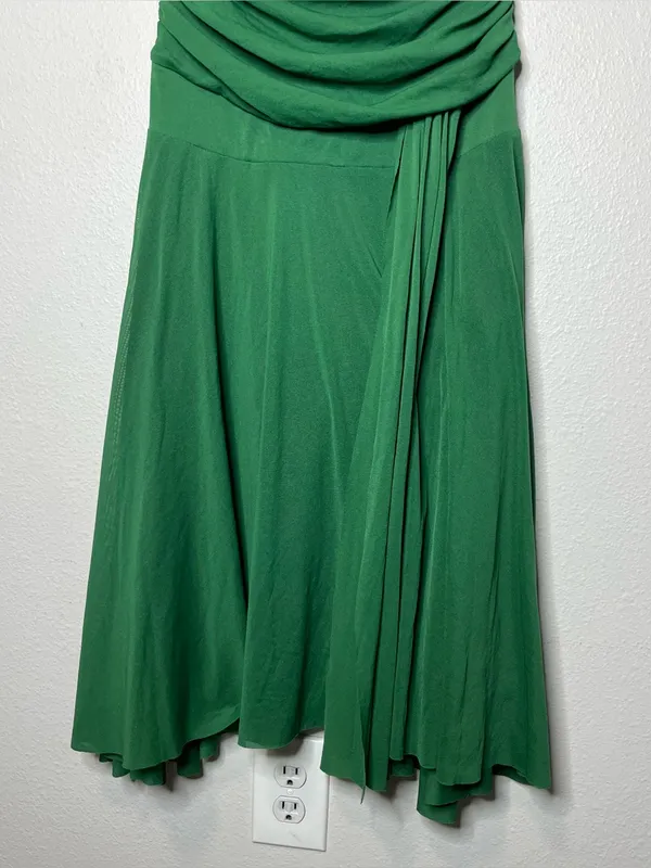 Vintage Carabella Collection Green Strapless Drop Waist Draped Midi Dress - Image 4