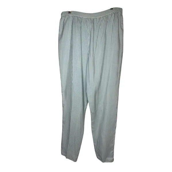 Adrienne Vittadini Silk Striped Pajama Lounge Pants Womens M Green White Vintage - Image 9