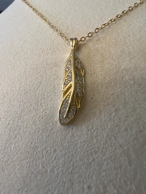 Cute feather dainty silver necklace 925 - Image 3
