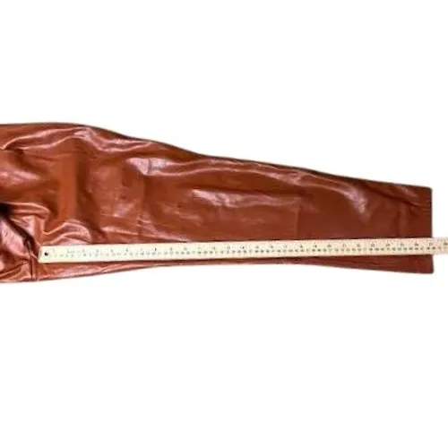 Womens Faux Leather‎ Pants High Waist Brown Paper Bag Waist Belted Trousers - Image 5