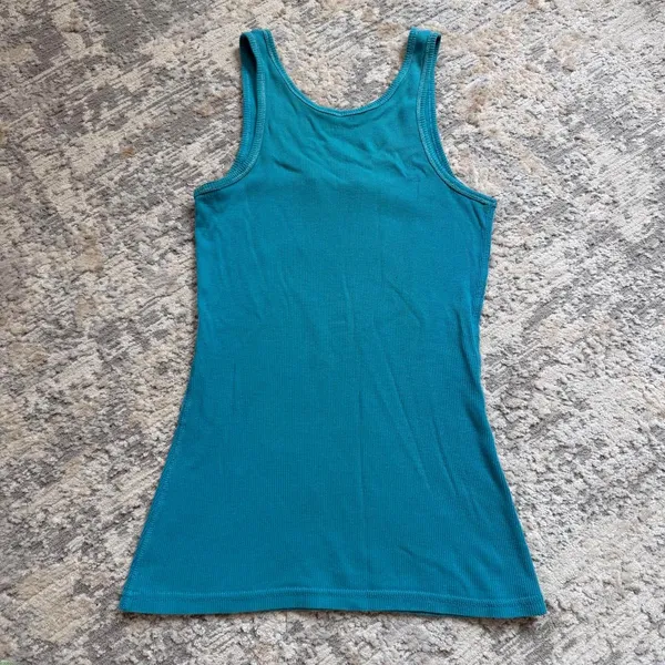 vintage y2k fairy indie boho blue/teal ribbed tank top size medium 100% cotton - Image 4